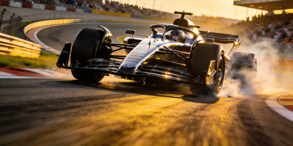 F1赛车在赛道上飞驰的动感画面